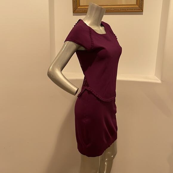 French Connection Short Sleeve Knit Dress Lace Insert Size 12 - Picture 4 of 14